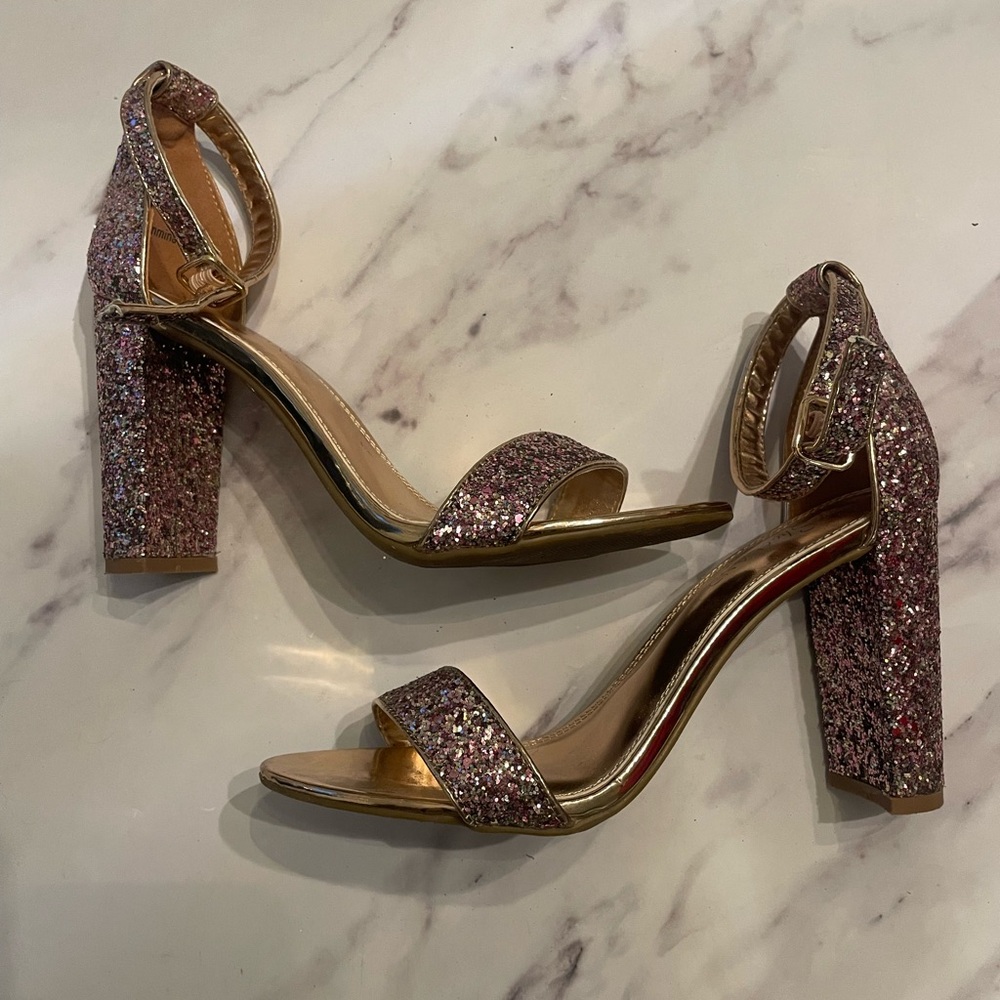 Sparkling Pink Glitter Heels